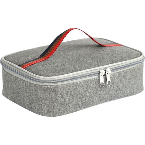 Petit Sac Isotherme Pliable - Mini glacière Portable - pour Pique-Nique, Camping, Bureau, Travail, déjeuner - 27 x 19 x 7 cm - Gris (1/5)