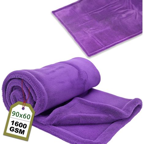 XXL Auto Trockentuch 90x60cm, 1600gsm Mikrofaser, fusselfrei, kratzfest, lila (1/5)