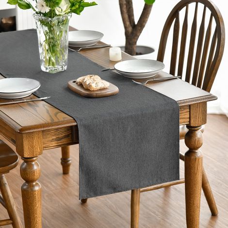 Chemin de Table Polyester Gris 40×240 cm