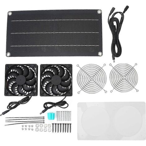 Kit de ventilateur solaire portable 10 W 6 V en silicium monocristallin laminé PET, compatible avec les serres, les caravanes et les niches pour animaux. (1/5)