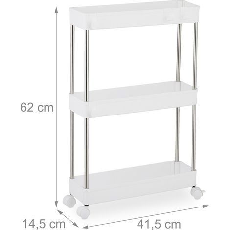 Práctico carrito de 3 niveles para baño cocina 45 x 30 x 78 cm de metal blanco 130014521 (1/4)