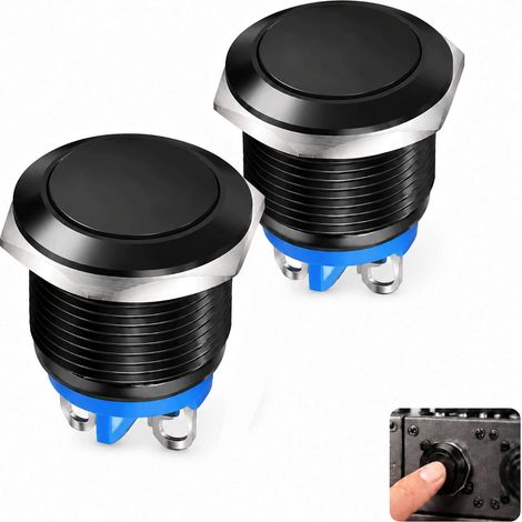 2-teiliger 22-mm-Momenttaster, IP65 wasserdicht mit Schraubklemmen, Gehäuse aus Aluminiumlegierung, Steuerknopf für Auto, Motorrad, elektrische Geräte und Außeneinsatz (1/5)