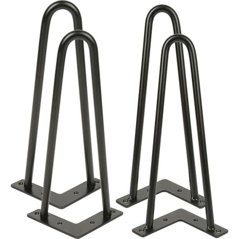 Pieds de table en épingles à cheveux-set de pieds de table en épingles à cheveux (4 piéces)-30 cm-noir-2 branches (1/4)