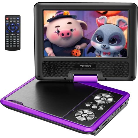 Lecteur DVD Portable Voiture 9,5" avec Écran Pivotant HD 7,5", Batterie Rechargeable 4-6h, Compatible USB/SD/Synchro TV, Haut-parleurs Stéréo + Chargeur Inclus - Idéal pour Enfants et Voyages (1/5)