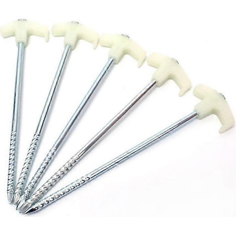 Piquets de tente pour le camping, résistants au vent et à la corrosion, pour activités de plein air, clous de tente de voyage en fer, vis en forme de T extensibles et durables (1/5)