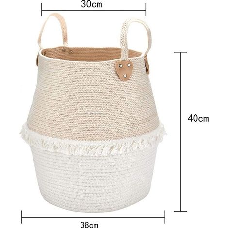 Panier à linge grand panier de rangement en tissu de coton avec poignées pour vêtements sales rangement de jouets décoration d'intérieur 40x38 cm MOONSTARS (1/4)