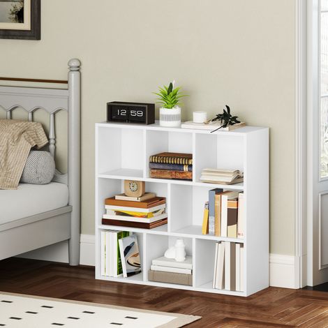 Libreria/scaffale contenitore a 8 scomparti, per soggiorno, camera da letto, ufficio, 74,3x24x80 cm, bianca