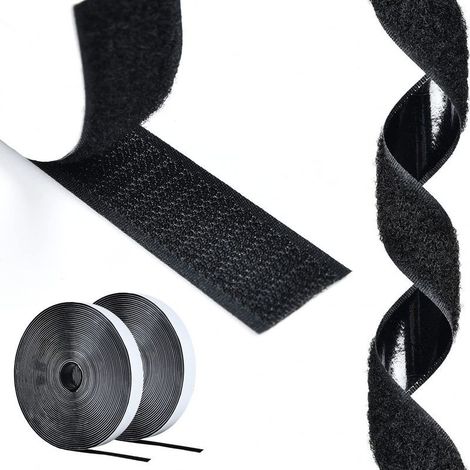Scratch Autocollant Extra Fort 25M, Rubans Adhésifs Double Face Bande Agrippantes Adhésives (Noir),20mm Adhésives puissant Hook Loop Rubans pour Ménage,Bricolage Et l'artisanat，OUYLAF (1/5)
