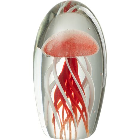 Grand presse-papier méduse rouge en verre 16 cm (1/2)