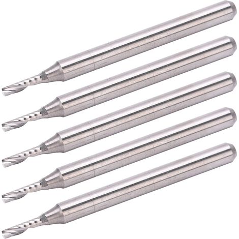Lot de 5 fraises à spirale en acier tungstène pour le travail du bois, 3,175 x 1,5 x 5 mm (1/5)