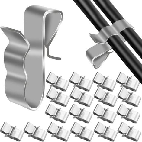 Clips Câbles Clips de Fil Métallique Remorque Cadre de Câble Pince en Acier Inoxydable Cavalier Cable Electrique Clips Rangement de Câble pour Panneau Solaire Photovoltaïque 50Pcs (1/4)
