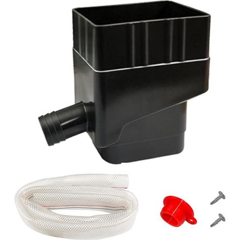 Noir Récupérateur Collecteur Eau de Pluie, Système de récolte d'eau de Pluie Rectangulaire Réutilisable, Système de Dérivation de l'eau de Pluie avec Tuyau de 40'' Our l'arrosage (1/5)