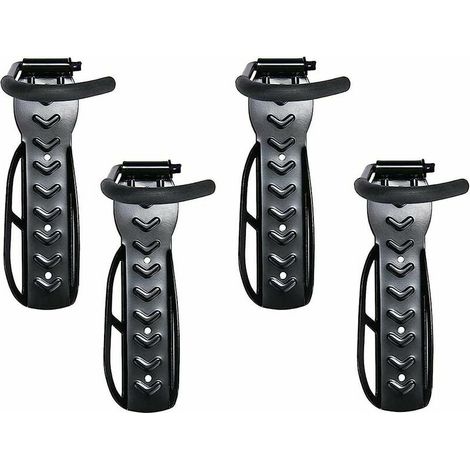 royaluxe -Lot de 4 Support de Vélo Crochet pour Vélo Support Mural pour Vélo Porte-Vélos Mural Vélo Peu Encombrants Noir Support Mural pour Vélo en Acier pour 4 Vélos Supports Muraux avec Accessoires (1/5)