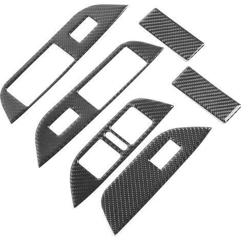 6 Pièces Volant Gauche Fibre de Carbone Couvercle Panneau Interrupteur Fenêtre Voiture Compatible VW Touareg 2011-2018 (1/5)