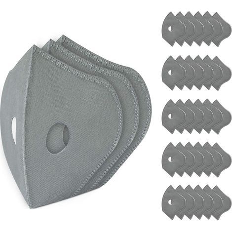 Lot de 30 filtres de rechange pour masque – Charbon actif 5 couches – Tissu non tissé doux et respirant – Protection contre particules fines (1/5)