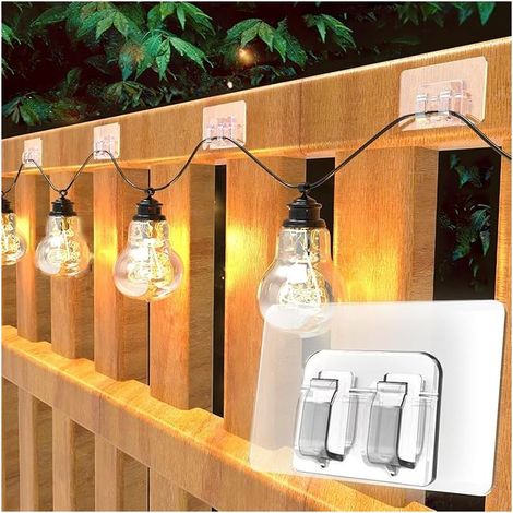 25 Crochets Adhésifs pour Guirlandes Lumineuses Extérieures, Installation Sans Outils, Imperméables, Résistants aux UV, Support de Câbles pour Décoration de Noël, Patio, Jardin, Balcon (1/3)