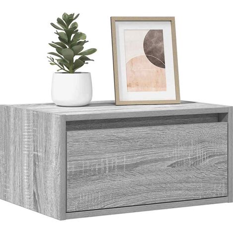 Wand-Nachttische mit LED-Leuchten 2 Stk. Grau Sonoma