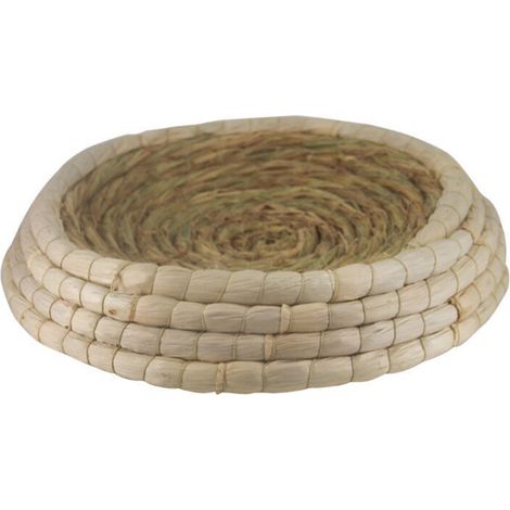 Nid de chat en paille tissé à la main, boîte à gratter ronde respirante pour chats, chiens, lapins, oies, diamètre du fond 28cm/11 pouces (1/5)