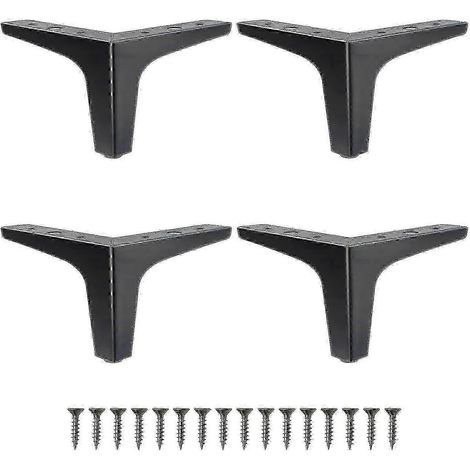 Quatre pieds de meubles en métal, noir mat, adaptés aux canapés, coiffeuses, chaises, lits, tables, armoires, etc., kit de remplacement à monter soi-même. (1/5)