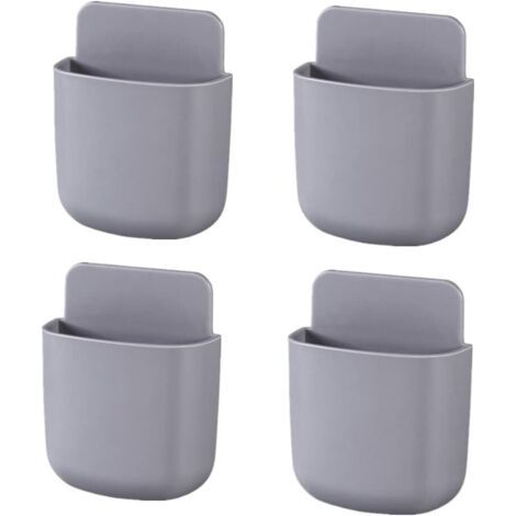 Set of 4 remote control holders – wall mount – multimedia organizer – remote control for mobile phone charger (grey)--DTEKGAZ