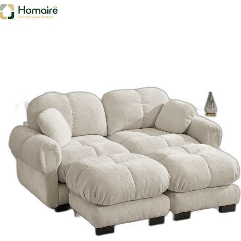 Canapé modulable en chenille kaki avec accoudoirs 190 x 149 x 90 cm HOMAIRE (1/5)