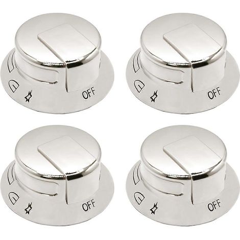 Lot de 4 boutons de commande pour brûleur de plaque de cuisson, compatibles avec les modèles argentés. (1/5)