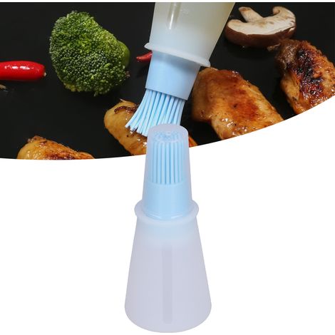 Pinceau à huile en silicone multifonctionnel pour sauces et barbecue, avec bouchon transparent, outil de cuisine bleu (1/5)