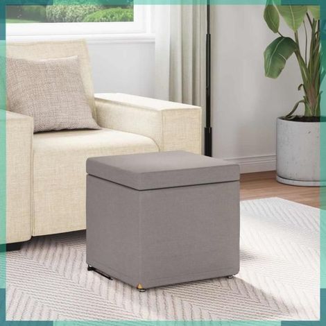 876747 Tabouret Taupe 41 x 41 x 40 cm Tissu et bois stratifié (1/5)
