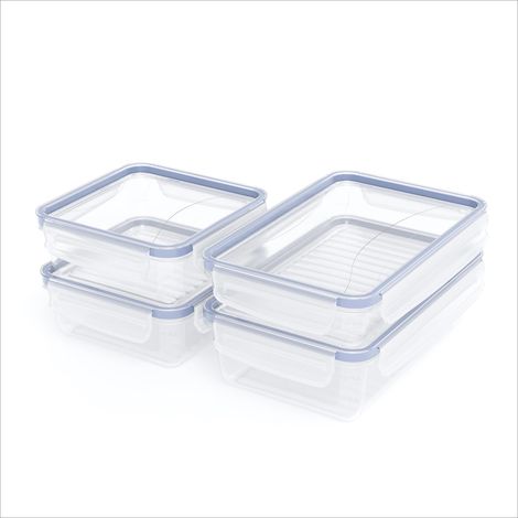 Boîte de rangement plastique pour aliments lot de 4 bleu (1/5)