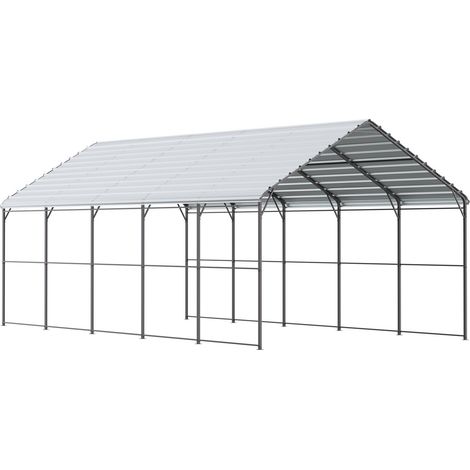 Carport acier lourd 4 x 8 m, structure et toit galvanisés, parois amovibles, abri pickup, tracteur, van et bateau (1/5)