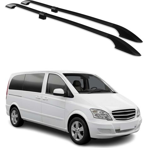 Barres de Toit longitudinales pour Mercedes Vito W639 W447 2003 à 2023 Empattement Court L1, en Aluminium Noir (1/5)
