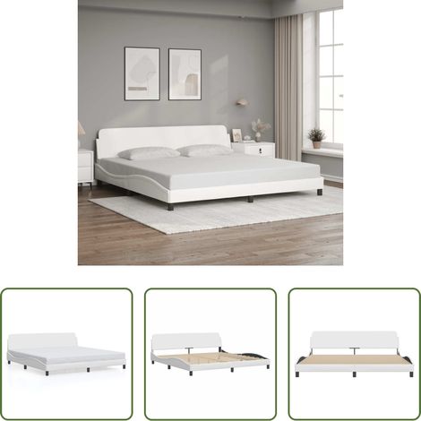 Kunstlederbett - Bettgestell "Dover" Weiß 200x200 cm Kunstleder (1/5)