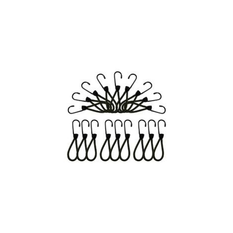 Ganchos para lonas, tensores elásticos con ganchos, 25 ganchos para lonas, tensores de goma negra, tensores para lonas de piscina, ganchos elásticos - Crezuo