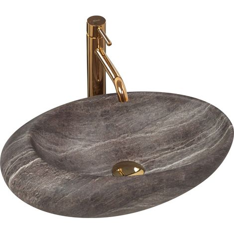 REA – Vasque à poser céramique sanitaire gris – Longueur 490 mm – Largeur 310 mm – Hauteur 135 mm – Pour salle de bain moderne