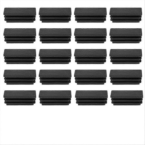 Lot de 200 embouts rectangulaires de 1 x 2 pouces pour tubes, bouchons en plastique noir, embouts rectangulaires pour tubes en plastique (1/5)