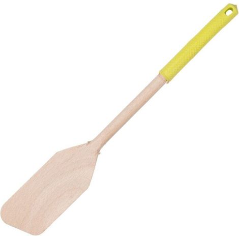 Fackelmann 0905150 - Spatola in legno con punta in sbieco e manico colorato in silicone, colore: Marrone (1/5)
