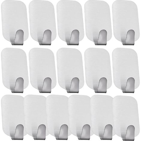 Gancho Adhesivo Resistente - Acero Inoxidable 304 - Para Toallas, Abrigos y Sombreros - Capacidad 3,6 kg - 16 Unidades (1/5)