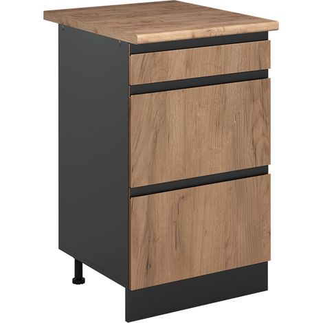 Küchenunterschrank R-Line, Goldkraft Eiche/Anthrazit, 50 cm Arbeitsplatte Goldkraft Eiche, Vicco (1/5)