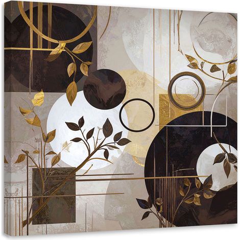 Bild auf Leinwand Moderne Abstrakt Kreise und Blätter in Braun 20x20 (1/5)