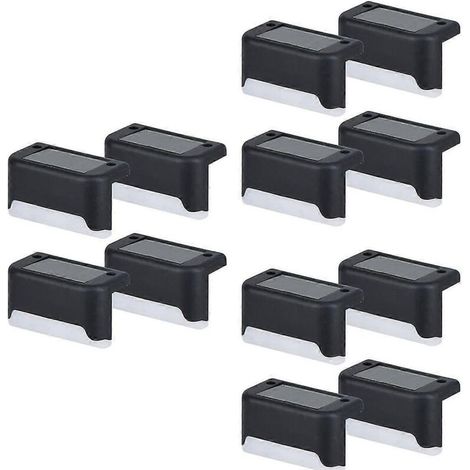 Lot de 12 lampes solaires LED pour escalier. jardin ou balcon. étanches et décoratives. (1/5)
