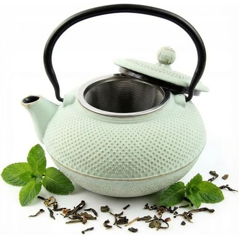 HERVIDOR DE HIERRO FUNDIDO DE 1,5 L CON INFUSOR DE MENTA Y COLADOR DE ACERO PARA T脡 DE HIERBAS (1/5)