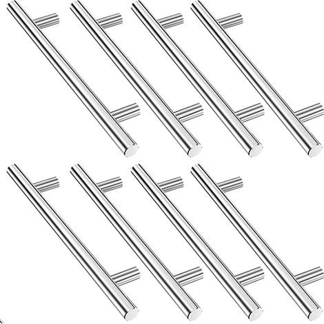 Lot de 8 Poignee de Meuble Cuisine Inoxydable Argent, Poignee Porte Cuisine Espacement des Trous de 128mm, poignée Tiroir (1/5)