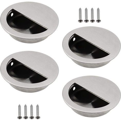 Runder Schiebetürgriff aus Edelstahl 304, 50 mm Durchmesser, 40 x 20 mm halbkreisförmige Bohrung, 4er-Set (1/4)