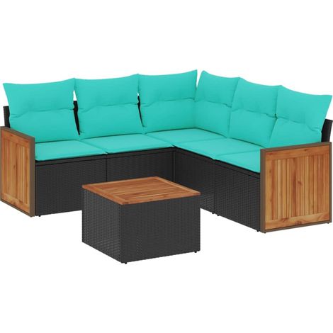 Maison Exclusive - Set Divani da Giardino 6 pz con Cuscini Nero in Polyrattan