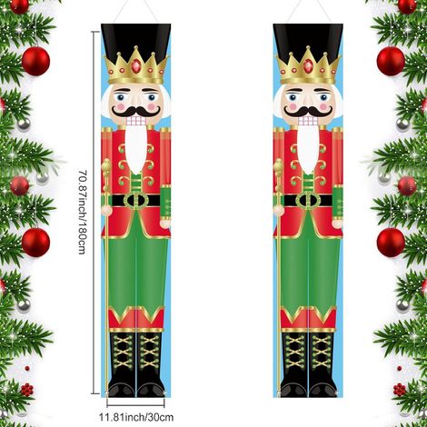 Nouveauté 2026 : Couplets de Noël, décorations de sapin de Noël avec Père Noël, décorations de porte, décorations de scène, bannières extérieures - 180 x 30 cm (polyester) - Lot de 3