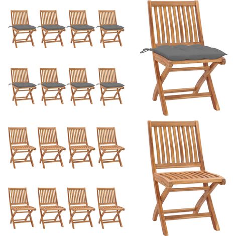 Klappbare Gartenstühle mit Kissen 8 Stk. Massivholz Teak - Klappbare Gartenstühle - Gartenmöbel Teakholz (1/5)