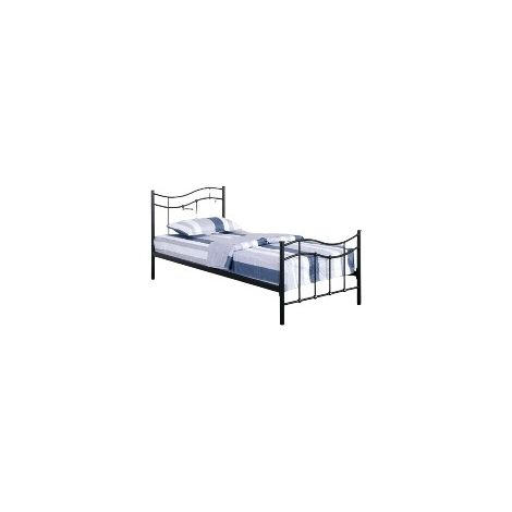 Bett ODETTE 90x200 cm aus Metall in Schwarz mit Lattenrost.