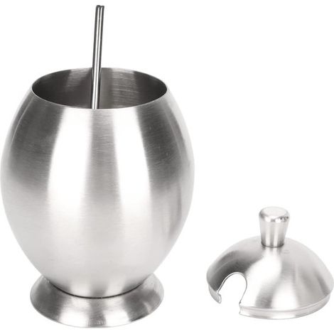 Gewürzglas Gewürzbehälter aus Edelstahl Zuckerdose mit Deckel und Löffel Gewürzregal Aufbewahrungsorganizer für Gewürze Salz und Zucker 13 x 6 cm (1/5)