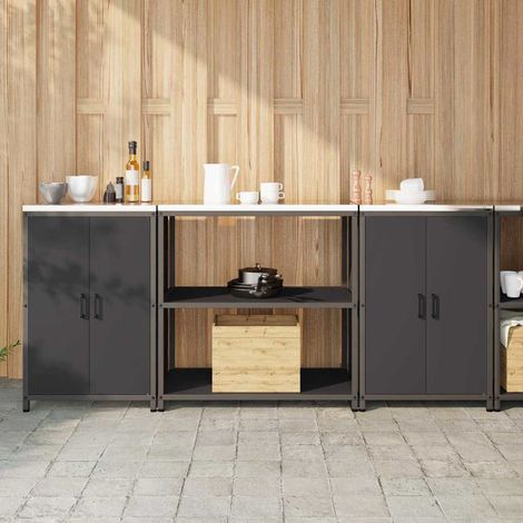 Aufbewahrungsset für die Küche mit Regal mit Tür 3 pcs Schwarz