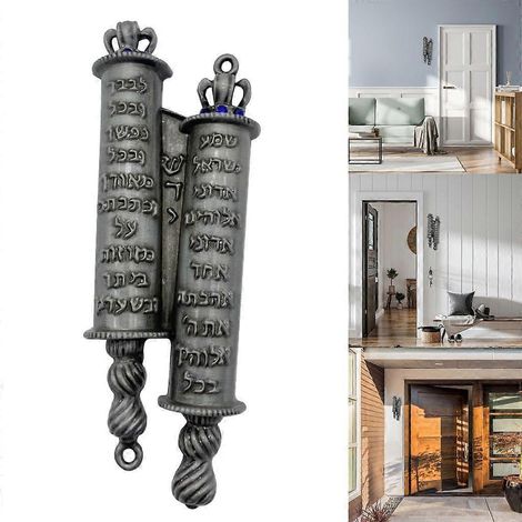 Mezouza juive en métal, ornement religieux pour la décoration de pilier de porte ou de portail.
